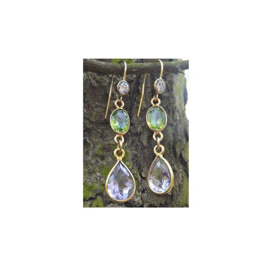 Peridot & Amethyst Drop Earrings